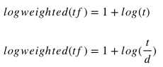 Logarithmic TF in mathematical notation